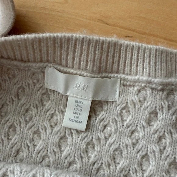 NWOT H&M Cream Cable Knit Mini Dress - Picture 3 of 5